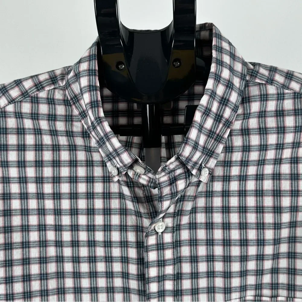 J.Crew Men’s SZ L Cotton Elastane Plaid Button Shirt Blue White Red Long Sleeve